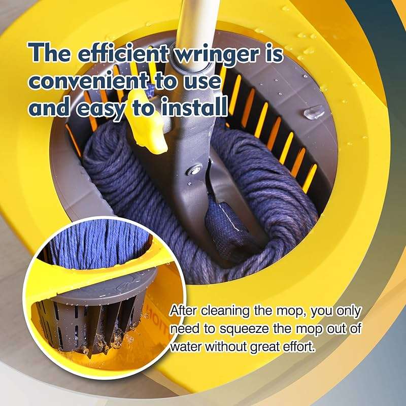 Yocada Looped-End String Wet Mop Heavy Duty Cotton Mop Commercial Industrial Grade Telescopic Iron Pole Jaw Clamp Floor Cleaning 55.1 inch - Image 6