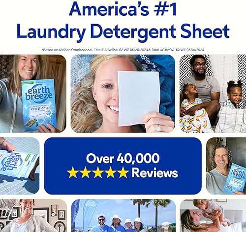 Earth Breeze Laundry Detergent Sheets Fragrance-Free - 60 Loads Eco Liquidless Soap - Travel-Friendly for Hot & Cold Cycles, Tackles Tough Stains & Odors - Gentle on Sensitive Skin, 30 Ct - Image 9