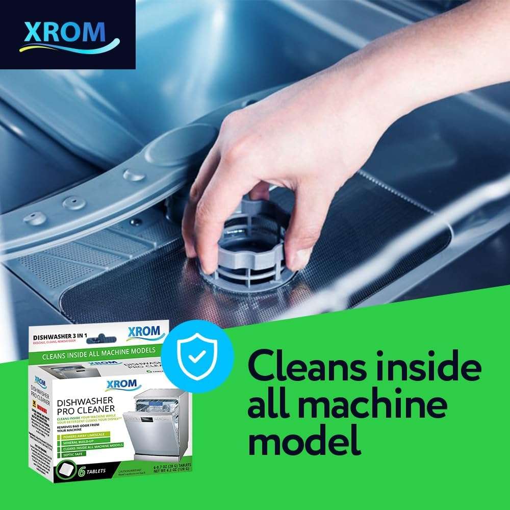 XROM Dishwasher Cleaner Tablets, Plant Based, Deep Clean and Descaler, Removes Odors & Hard Water Stains, 6 Treatments. - Image 6