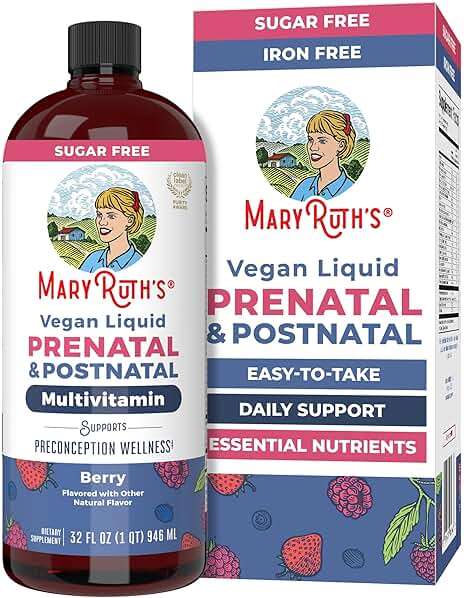 MARYRUTH'S Postnatal & Prenatal Liquid Multivitamin for Women | Selenium | Folate | Healthy Fetal Development | Prenatal Vitamins | Vegan | Non-GMO | Sugar Free | Gluten Free | 32 oz - Image 1