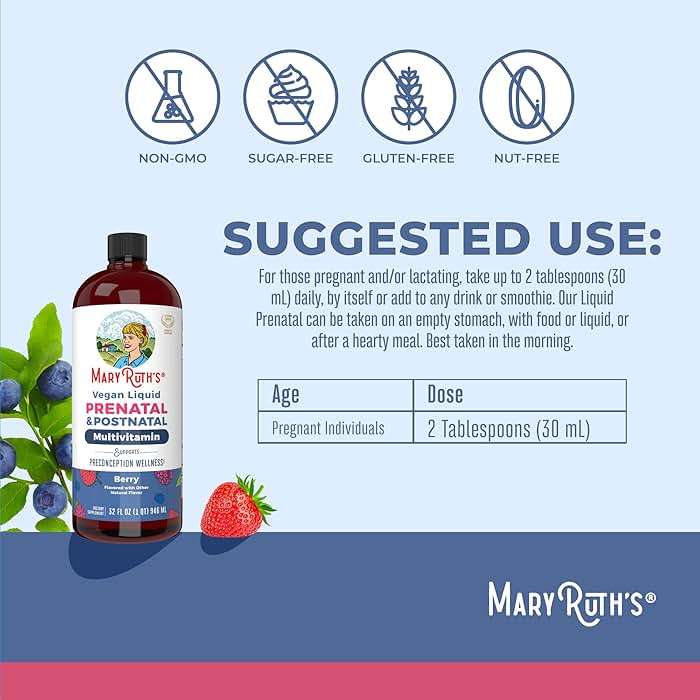 MARYRUTH'S Postnatal & Prenatal Liquid Multivitamin for Women | Selenium | Folate | Healthy Fetal Development | Prenatal Vitamins | Vegan | Non-GMO | Sugar Free | Gluten Free | 32 oz - Image 4