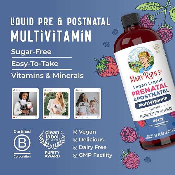 MARYRUTH'S Postnatal & Prenatal Liquid Multivitamin for Women | Selenium | Folate | Healthy Fetal Development | Prenatal Vitamins | Vegan | Non-GMO | Sugar Free | Gluten Free | 32 oz - Image 9