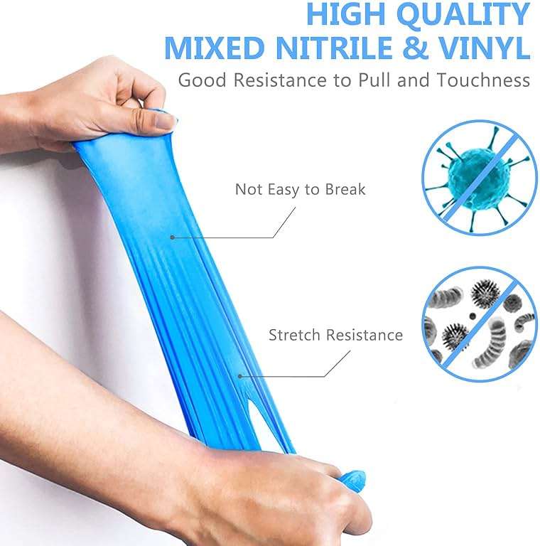 squish Disposable Gloves, Blue 4 mil Vinyl Synmax Blend Exam Gloves Non Sterile, Powder Free, Latex Free - Cleaning Supplies, Kitchen and Food Safe(Pack of 100) (Blue Medium) - Image 3