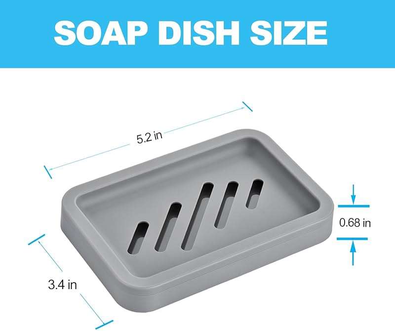 2PCS Grey Soap Holders, Premium Plastic Bamboo Dish, Soap Dishes | Easy Clean, Premium Soap Dishes and Saver for Shower, Bar Soap, Bathroom, Kitchen Sink, Bath tub, Sponge, Extend Soap Life - Image 3