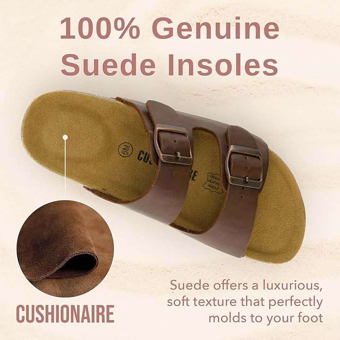 CUSHIONAIRE Lane Cork Footbed Womens Sandals Comfortable Double Buckle Slip On Sandals for Women with Arch Support and Classic Two Strap Design - Image 4