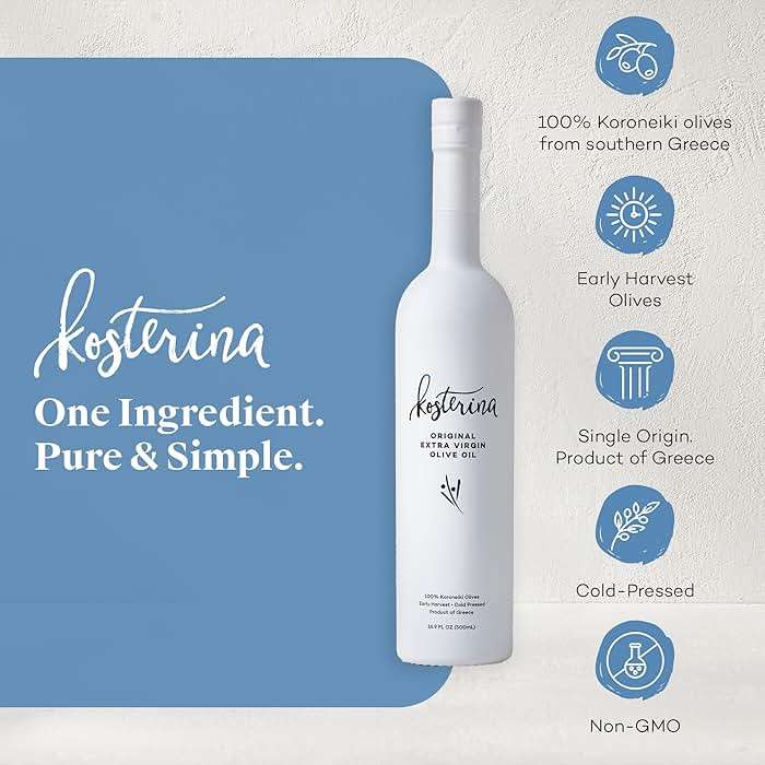 Kosterina Original Extra Virgin Olive Oil | Polyphenol Rich Greek Olive Oil, Cold-Pressed EVOO, Early Harvest Koroneiki Olives | High Antioxidant Natural Superfood | Harvested in Greece (16.9 oz) - Image 2
