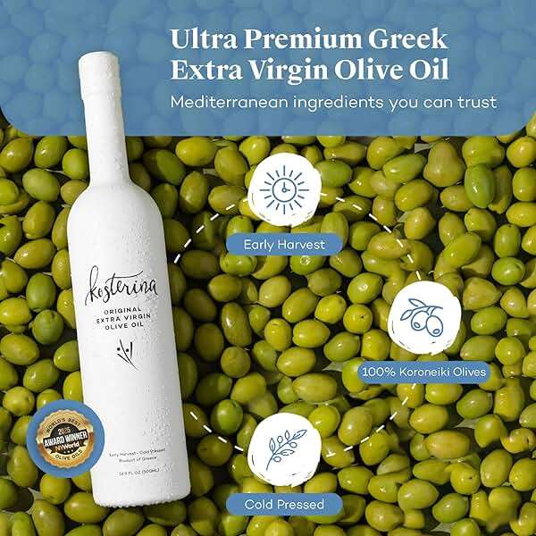 Kosterina Original Extra Virgin Olive Oil | Polyphenol Rich Greek Olive Oil, Cold-Pressed EVOO, Early Harvest Koroneiki Olives | High Antioxidant Natural Superfood | Harvested in Greece (16.9 oz) - Image 3