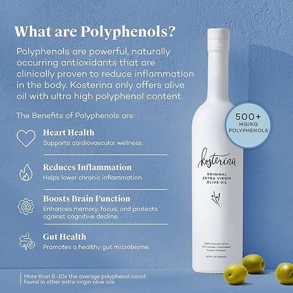Kosterina Original Extra Virgin Olive Oil | Polyphenol Rich Greek Olive Oil, Cold-Pressed EVOO, Early Harvest Koroneiki Olives | High Antioxidant Natural Superfood | Harvested in Greece (16.9 oz) - Image 4