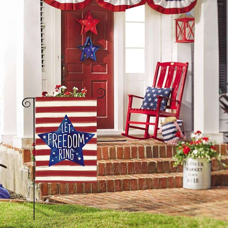 AVOIN colorlife Patriotic Watercolor Stars and Stripes Let Freedom Ring Garden Flag Double Sided Outside, 4th of July Independence Memorial Day Yard Outdoor Decoration 12 x 18 Inch - Image 2