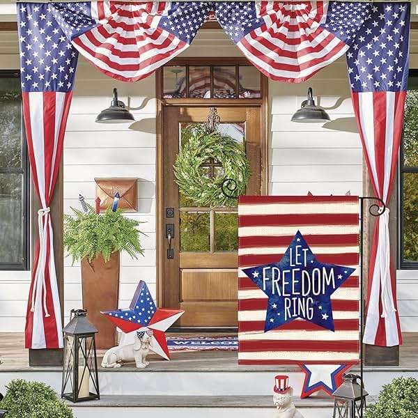 AVOIN colorlife Patriotic Watercolor Stars and Stripes Let Freedom Ring Garden Flag Double Sided Outside, 4th of July Independence Memorial Day Yard Outdoor Decoration 12 x 18 Inch - Image 3