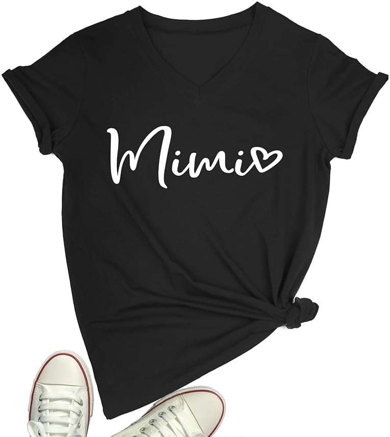 BABEGO Womens Mimi Heart T Shirt Cute Letter Print Short Sleeve Graphic Tees - Image 1