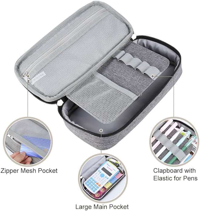 Chelory Big Capacity Pencil Case Large Pencil Bag Pouch Pen Case Pencil Marker Holder Stationery Storage Makeup Bag for Office Supplies Adults - Image 3