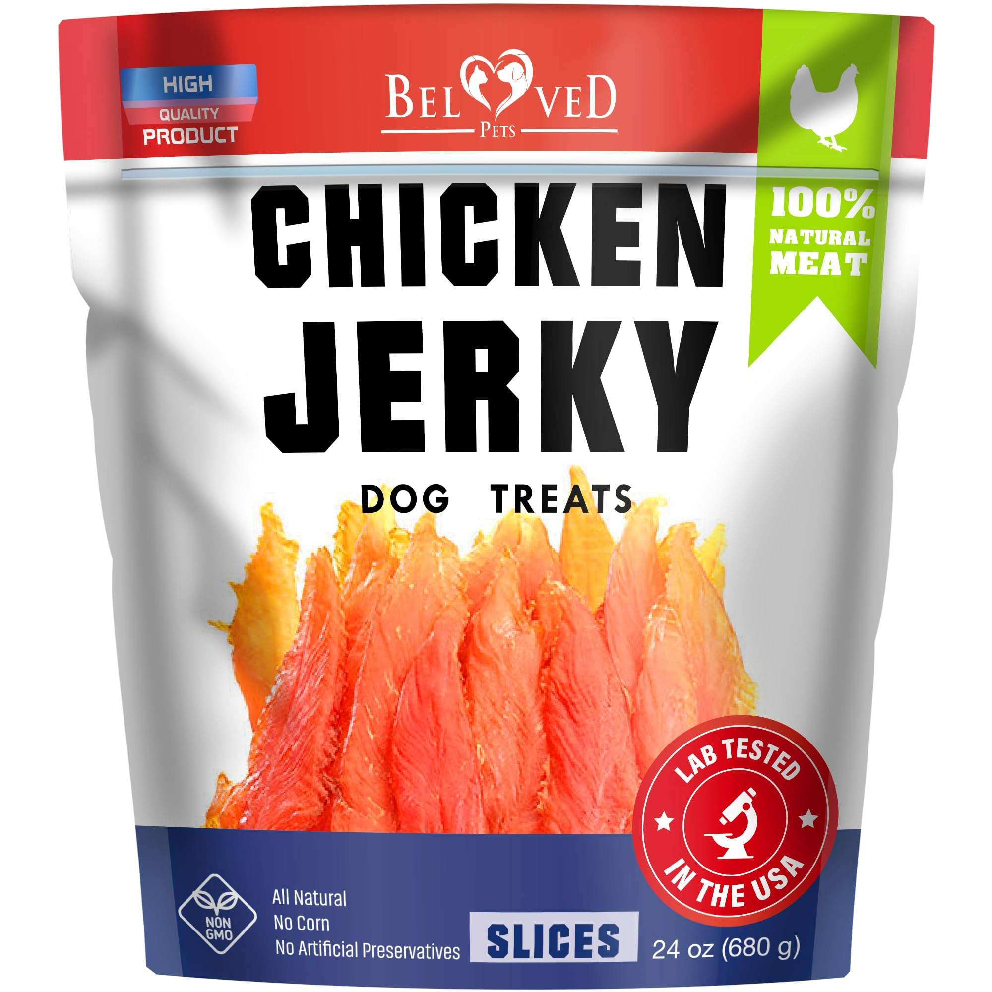 Beloved Pets Dog Treats Chicken Jerky 1.5 lb – Dog Food & High Protein Chews for Large, Medium & Small Breeds – Natural Healthy Training Snacks Strips – Human Grade Bulk Soft Pack – Made for USA - Image 1