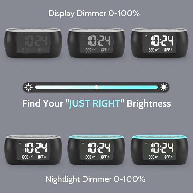 HOUSBAY Digital Alarm Clock Radio for Bedrooms, Phone-Free Wake-up with Dual Alarm, Night Light, Small Radio Clock for Bedside - Image 5