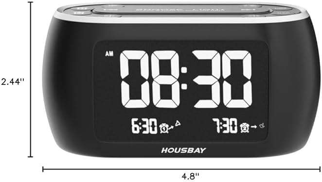 HOUSBAY Digital Alarm Clock Radio for Bedrooms, Phone-Free Wake-up with Dual Alarm, Night Light, Small Radio Clock for Bedside - Image 7