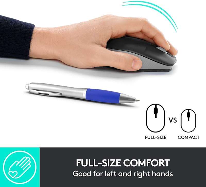 Logitech Wireless Mouse M190 - Full Size Ambidextrous Curve Design, 18-Month Battery with Power Saving Mode, Precise Cursor Control & Scrolling, Wide Scroll Wheel, Thumb Grips - Mid Grey - Image 2