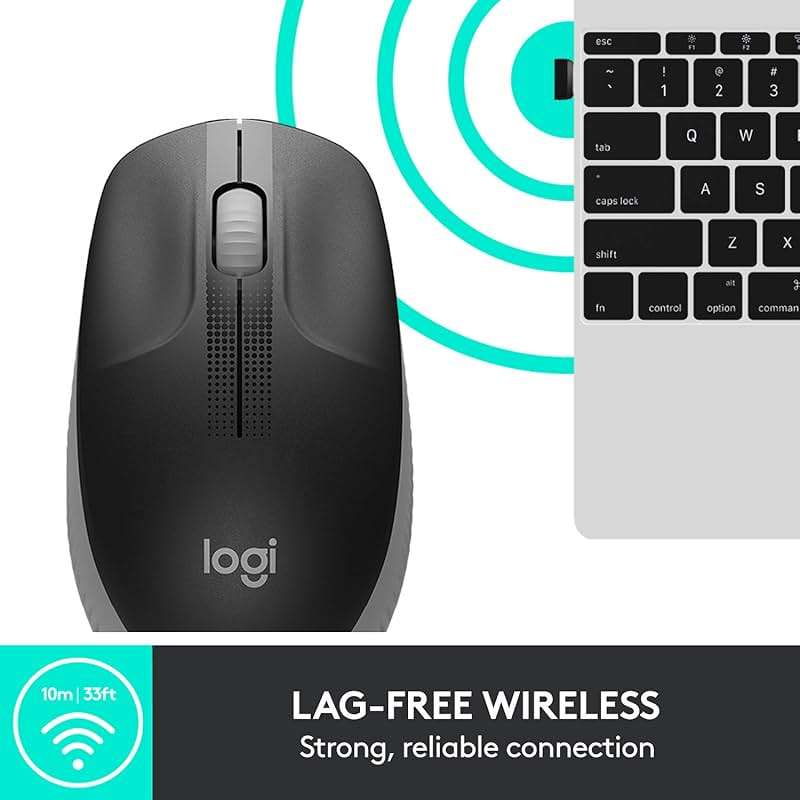 Logitech Wireless Mouse M190 - Full Size Ambidextrous Curve Design, 18-Month Battery with Power Saving Mode, Precise Cursor Control & Scrolling, Wide Scroll Wheel, Thumb Grips - Mid Grey - Image 3