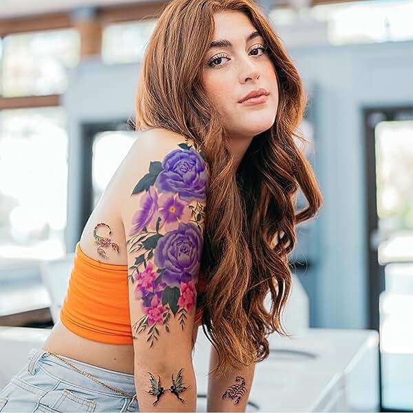 Yazhiji 49 Sheets Temporary Tattoos for Women and Men 3D Extra Large Waterproof Sexy Flowers Fake Tattoo Kits - Image 9
