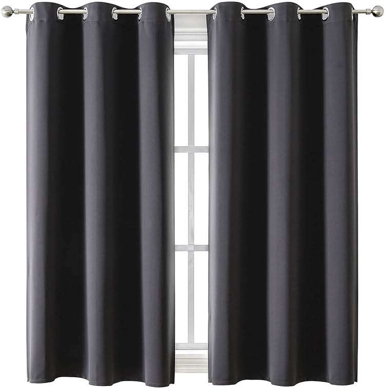 ChrisDowa Grommet Blackout Curtains for Bedroom and Living Room - 2 Panels Set Thermal Insulated Room Darkening Curtains (Dark Grey, 42 x 63 Inch) - Image 1