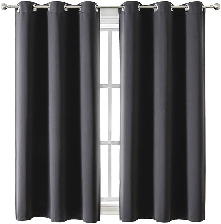 ChrisDowa Grommet Blackout Curtains for Bedroom and Living Room - 2 Panels Set Thermal Insulated Room Darkening Curtains (Dark Grey, 42 x 63 Inch) - Product Image