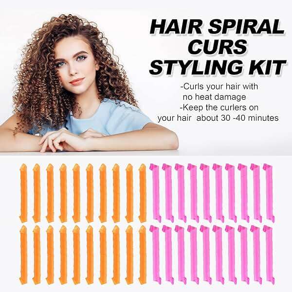 40pcs Heatless Spiral Hair Curlers for Long Hair - Heatless Curls Overnight 22inch Magic Hair Rollers No Heat Curlers for Women Kids - Image 3