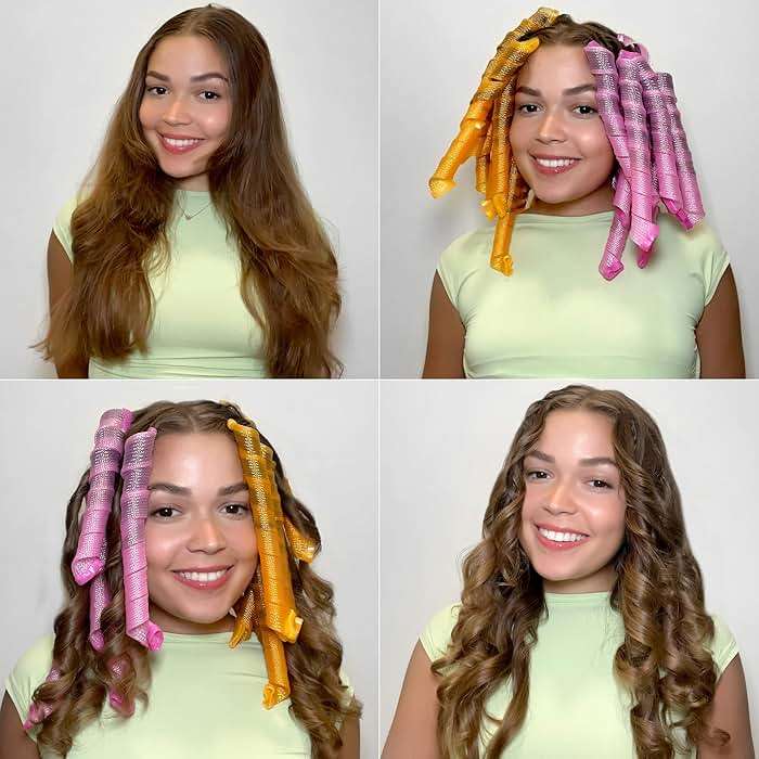 40pcs Heatless Spiral Hair Curlers for Long Hair - Heatless Curls Overnight 22inch Magic Hair Rollers No Heat Curlers for Women Kids - Image 4