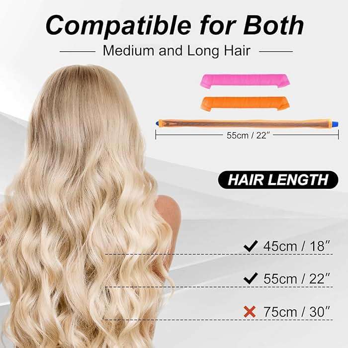 40pcs Heatless Spiral Hair Curlers for Long Hair - Heatless Curls Overnight 22inch Magic Hair Rollers No Heat Curlers for Women Kids - Image 6
