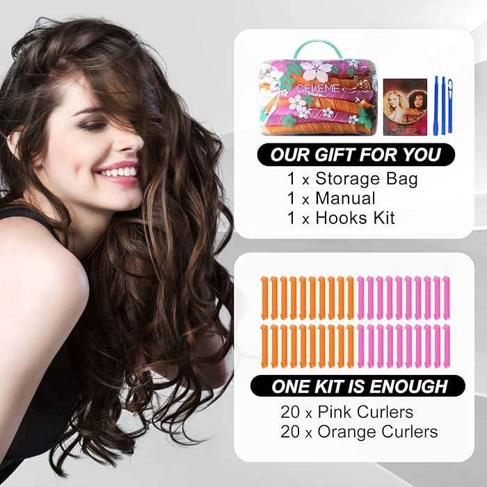 40pcs Heatless Spiral Hair Curlers for Long Hair - Heatless Curls Overnight 22inch Magic Hair Rollers No Heat Curlers for Women Kids - Image 7