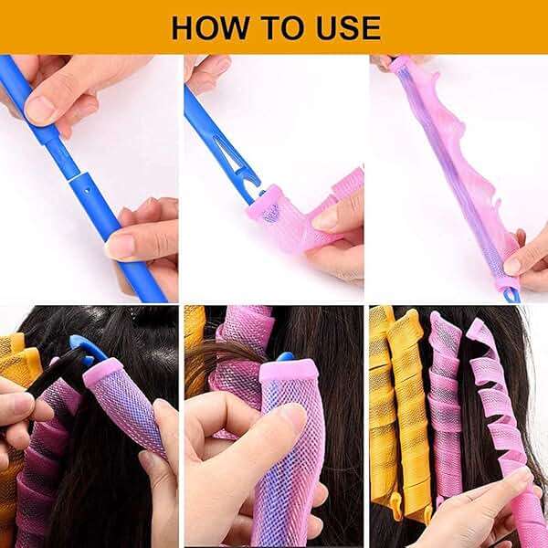 40pcs Heatless Spiral Hair Curlers for Long Hair - Heatless Curls Overnight 22inch Magic Hair Rollers No Heat Curlers for Women Kids - Image 8