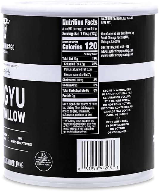 South Chicago Packing 100% Pure Wagyu Beef Tallow, 42 Ounces – Paleo & Keto Friendly Cooking Fat for Searing, Sautéing & Frying - Image 2