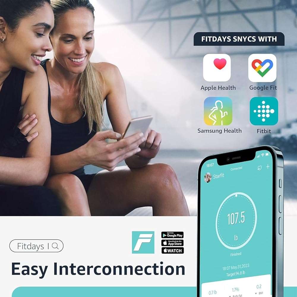 Posture Scale for Body Weight, Digital Bathroom Smart Scale, 13 Body Composition Analyzer Sync Weight Scale BMI Health Monitor Sync Apps 400lbs - Black - Image 4