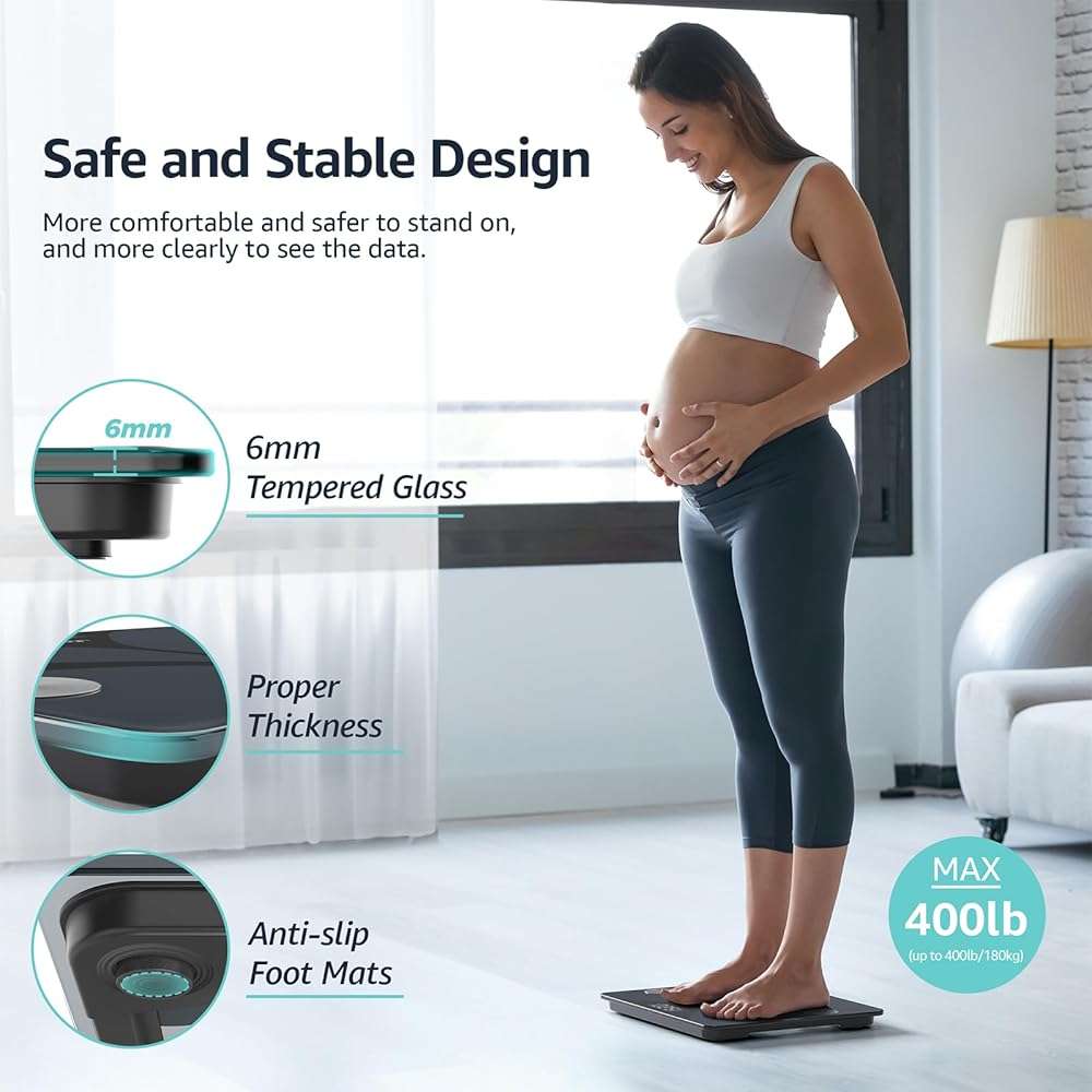 Posture Scale for Body Weight, Digital Bathroom Smart Scale, 13 Body Composition Analyzer Sync Weight Scale BMI Health Monitor Sync Apps 400lbs - Black - Image 8