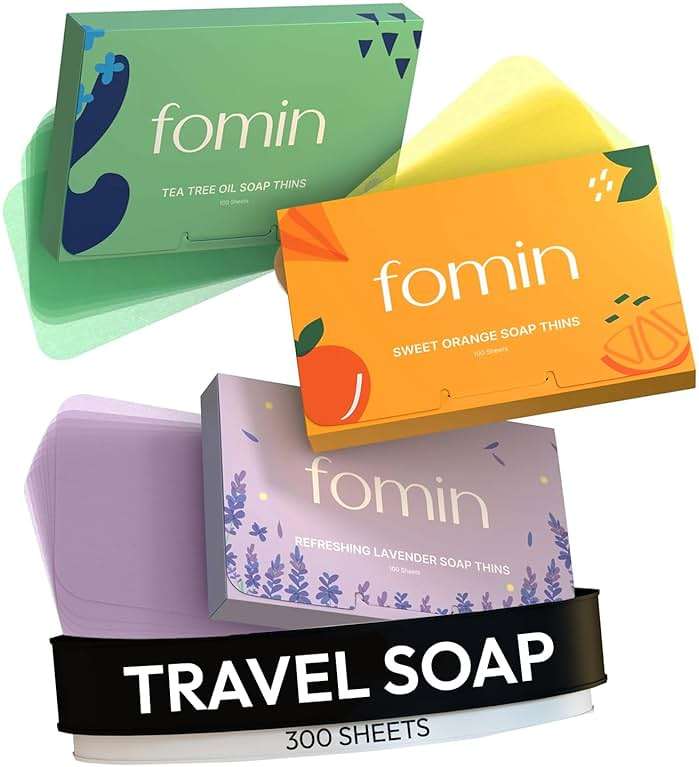 FOMIN - Paper Soap Sheets for Hand Washing - (300 Sheets) Orange, Tea Tree, Lavender Portable Travel Soap Sheets, Dissolvable Camping Mini Soap, Portable Hand Soap Sheet - Image 1