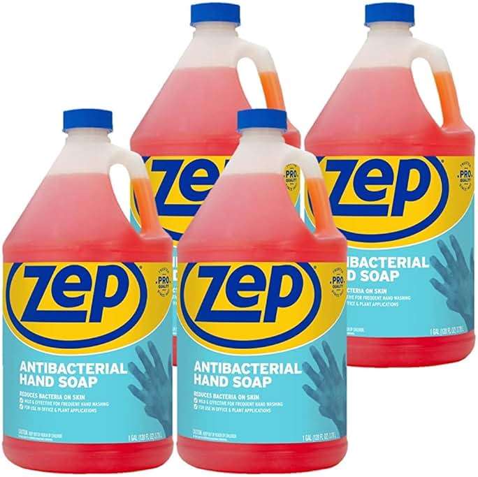 Zep Industrial Antibacterial Hand Soap - 1 Gallon (Case of 4) R46124 - Mild Formula, Removes Dirt and Soils From Hands - Image 1