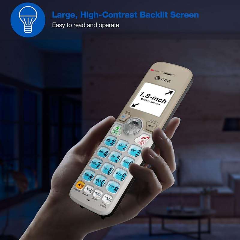 AT&T DL72219 DECT 6.0 2-Handset Cordless Phone for Home with Connect to Cell, Call Blocking, 1.8" Backlit Screen, Big Buttons, intercom, and Unsurpassed Range - Image 6