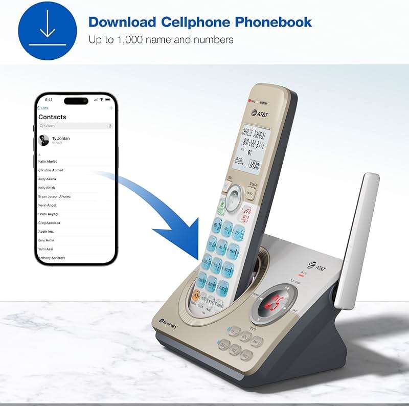 AT&T DL72219 DECT 6.0 2-Handset Cordless Phone for Home with Connect to Cell, Call Blocking, 1.8" Backlit Screen, Big Buttons, intercom, and Unsurpassed Range - Image 8