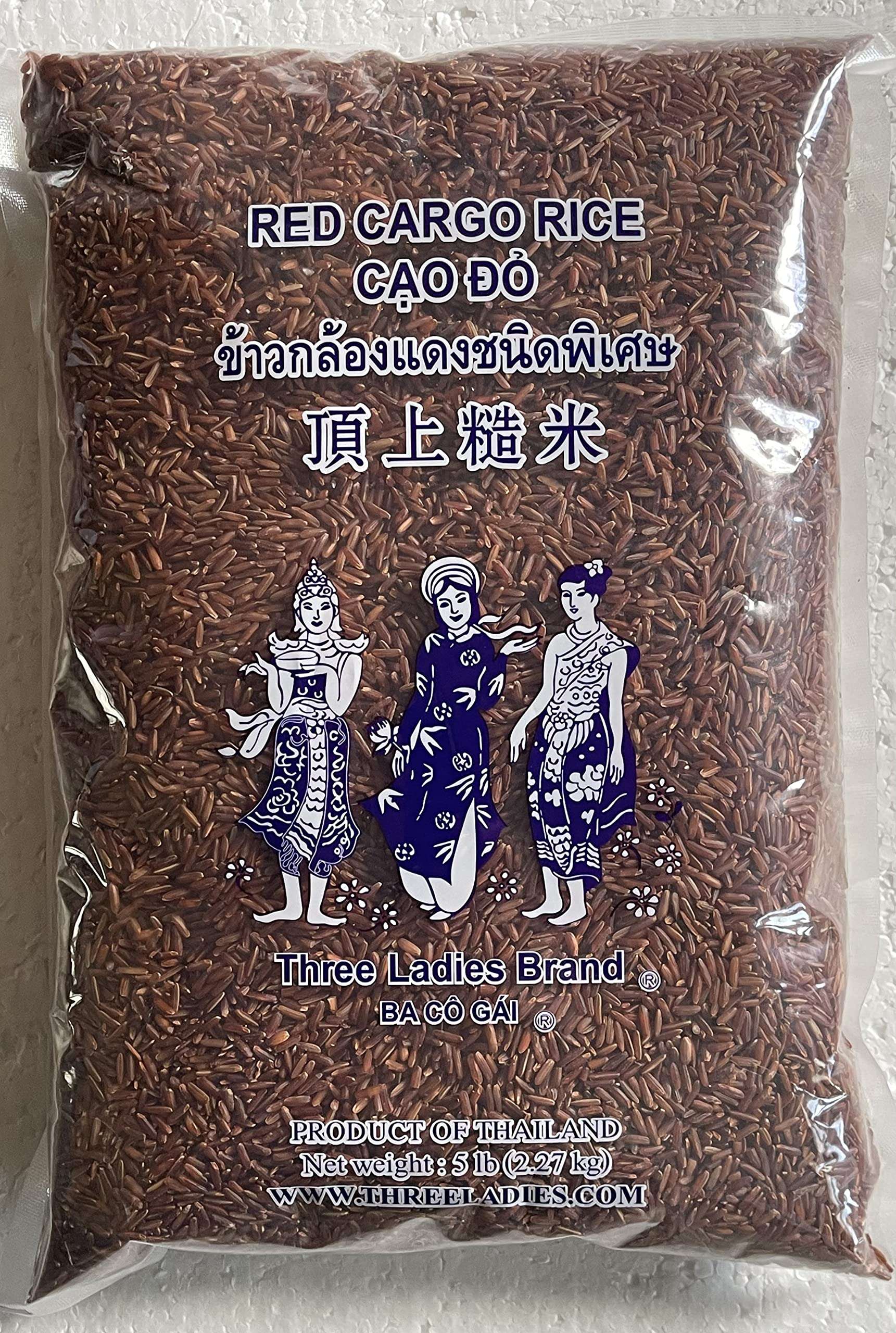 Three ladies Brand Red Cargo Rice 5 Lbs ( 1 Pack) - Image 1