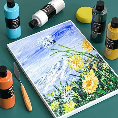 Nicpro 18 Colors Large Acrylic Paint Set, 8.45oz/250 ml Artist Painting Supplies Bulk Non-Toxic For Multi Surface Canvas Wood Fabric Leather Cardboard Paper Crafts Rock Window Hobby with Color Wheel - Image 2