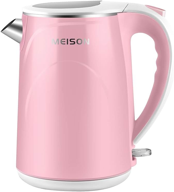 MEISON Electric Kettle, 1.5 L Double Wall Food Grade Stainless Steel Interior Water Boiler, Coffee Pot & Tea Kettle, Auto Shut-Off and Boil-Dry Protection, 1200W, 2 Year Warranty(Pink) - Product Image