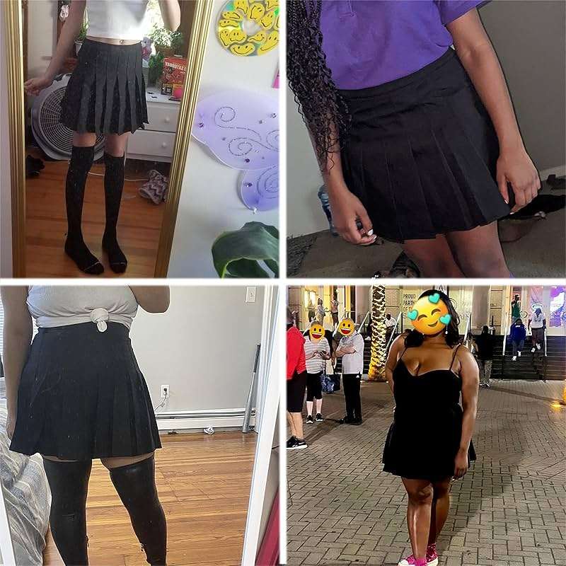 SANGTREE Women Pleated Skirt Plus Size Uniform Casual Skater Tennis Skorts for Girls with Elastic Waist and Pockets - Image 6
