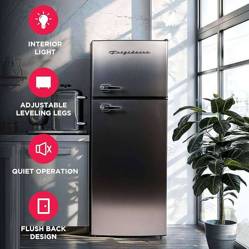 Frigidaire, 2 Door Apartment Size Refrigerator/Freezer Combo, 7.5 cu ft, Platinum Series, Stainless, 23" D x 21.5" W x 55.5" H - Image 6
