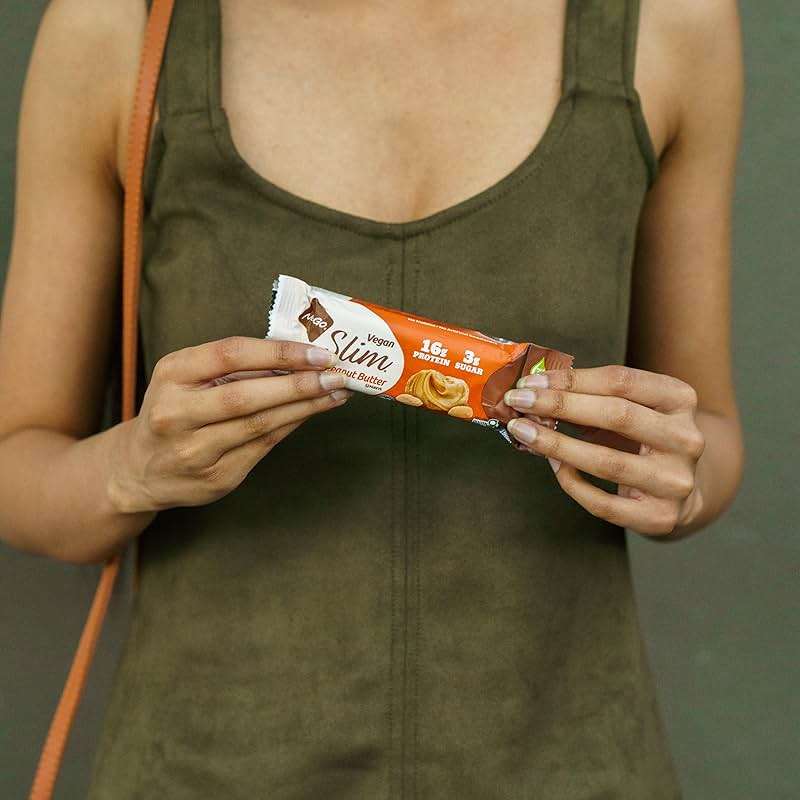Nugo Slim Dark Chocolate Crunchy Peanut Butter, 16g Vegan Protein, 3g Sugar, 7g Fiber, Low Net Carb, Keto Friendly, Gluten Free, 24 Count - Image 3