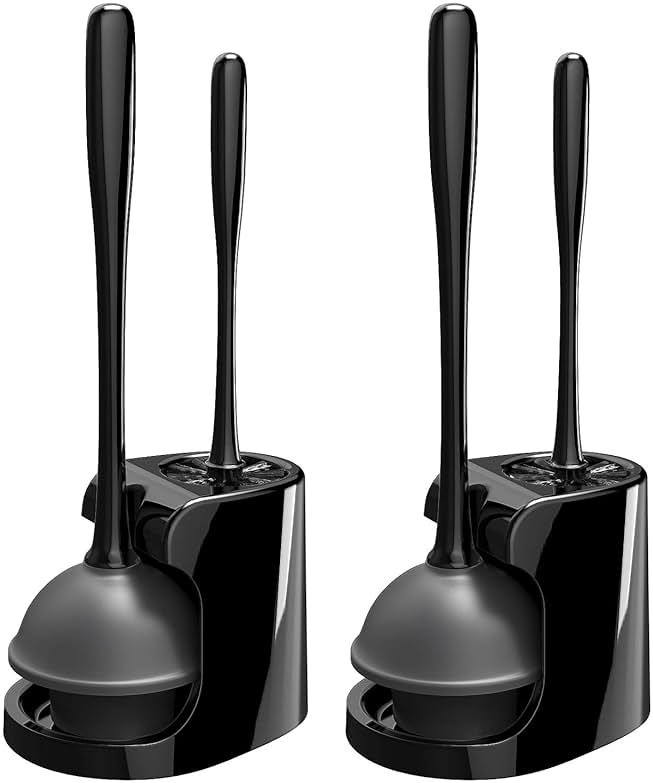 MR.SIGA Toilet Plunger and Bowl Brush Combo for Bathroom Cleaning, Black, 2 Sets - Product Image