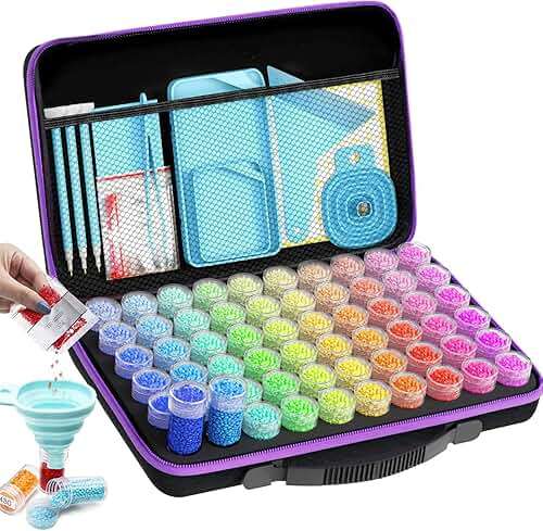 ARTDOT 60 Slots Storage Container for Diamond Art Kits for Adults, Portable Bead Storage Boxes for Diamond Painting Accessories and Tools - Image 1