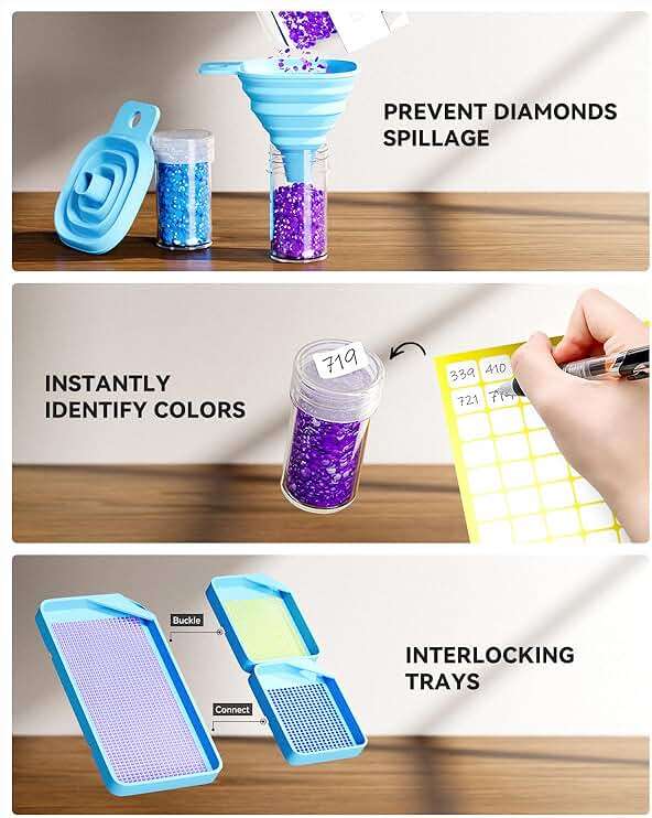 ARTDOT 60 Slots Storage Container for Diamond Art Kits for Adults, Portable Bead Storage Boxes for Diamond Painting Accessories and Tools - Image 3