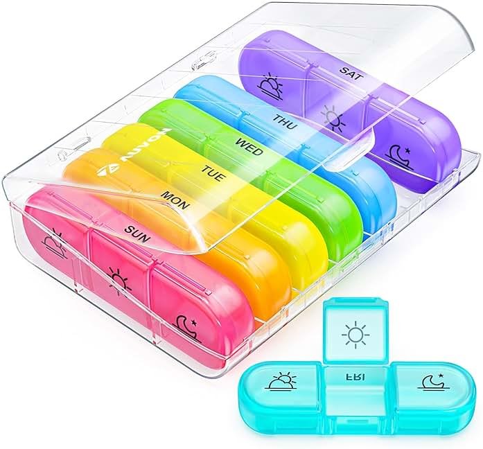 AUVON Weekly Pill Organizer 3 Times a Day, Large 7 Day Pill Box 3 Times a Day with Separate Container, Portable Pill Case for Medication, Vitamins, Fish Oil and Supplements - Product Image