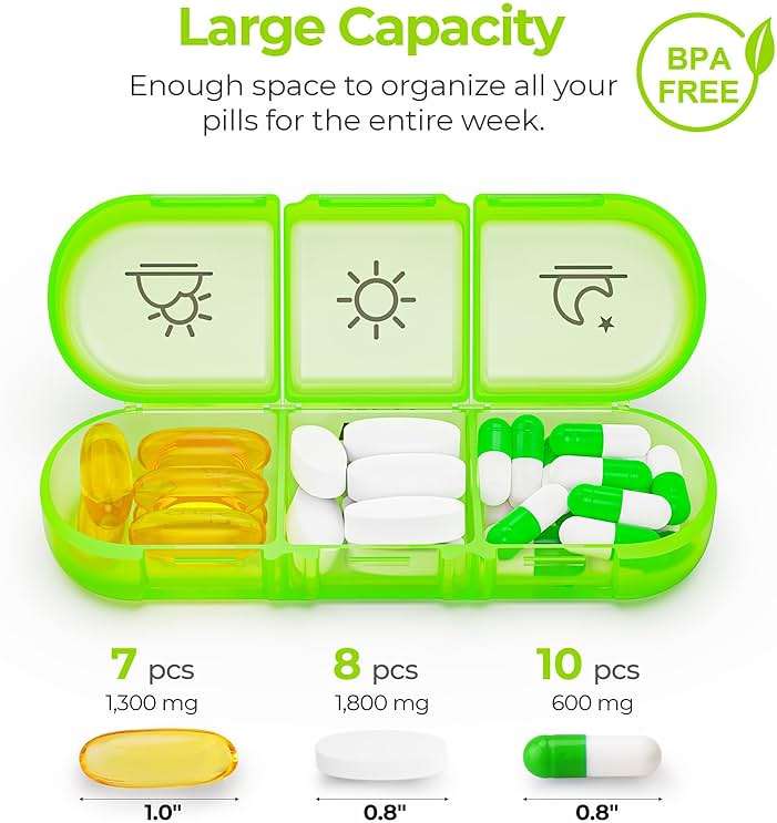 AUVON Weekly Pill Organizer 3 Times a Day, Large 7 Day Pill Box 3 Times a Day with Separate Container, Portable Pill Case for Medication, Vitamins, Fish Oil and Supplements - Image 3