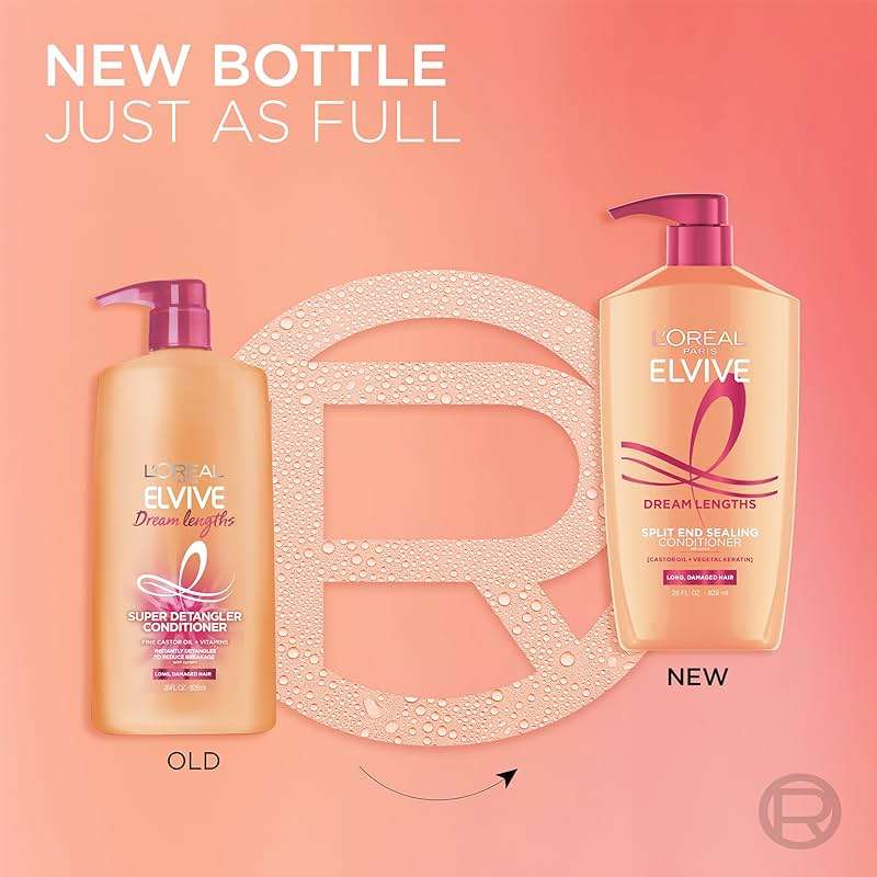 L'Oreal Paris Elvive Dream Lengths Super Detangling Conditioner With Fine Castor Oil and Vitamins B3 and B5 for Long, Damaged Hair, Instantly Detangles To Reduce Breakage With System, 28 Fl Ounce - Image 4