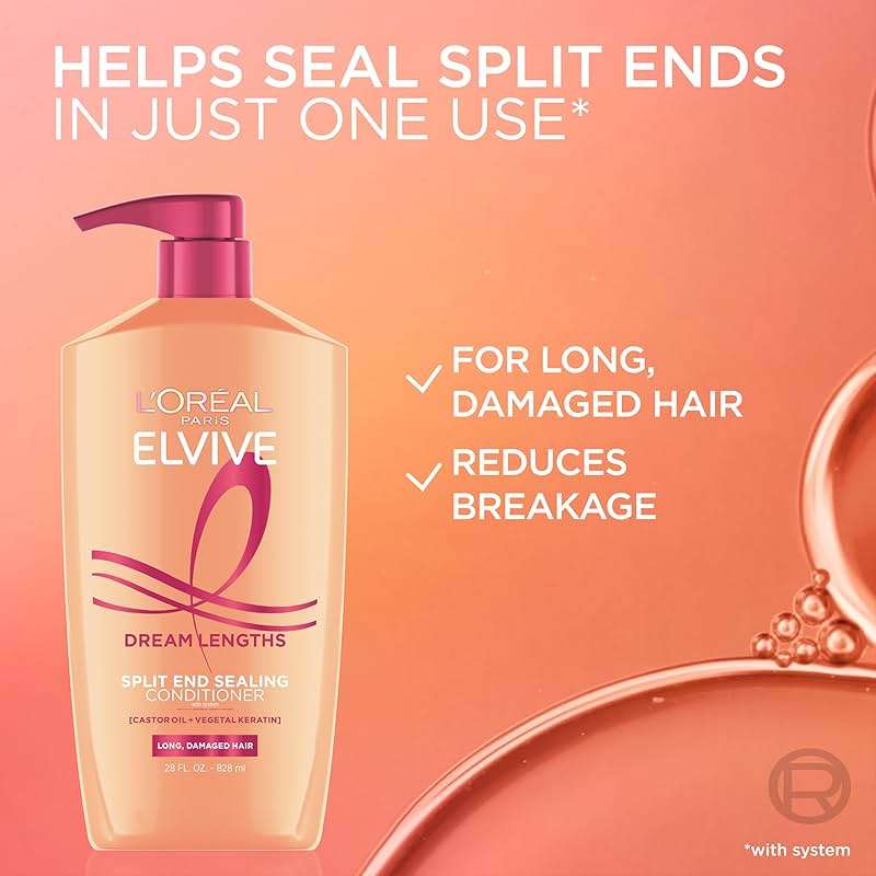 L'Oreal Paris Elvive Dream Lengths Super Detangling Conditioner With Fine Castor Oil and Vitamins B3 and B5 for Long, Damaged Hair, Instantly Detangles To Reduce Breakage With System, 28 Fl Ounce - Image 7