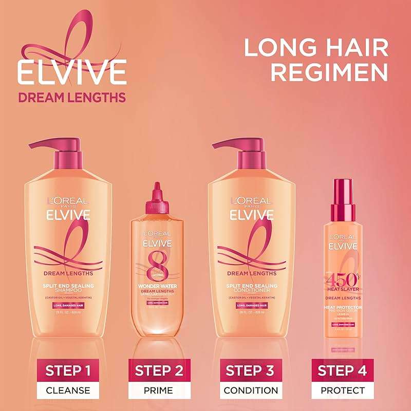 L'Oreal Paris Elvive Dream Lengths Super Detangling Conditioner With Fine Castor Oil and Vitamins B3 and B5 for Long, Damaged Hair, Instantly Detangles To Reduce Breakage With System, 28 Fl Ounce - Image 8